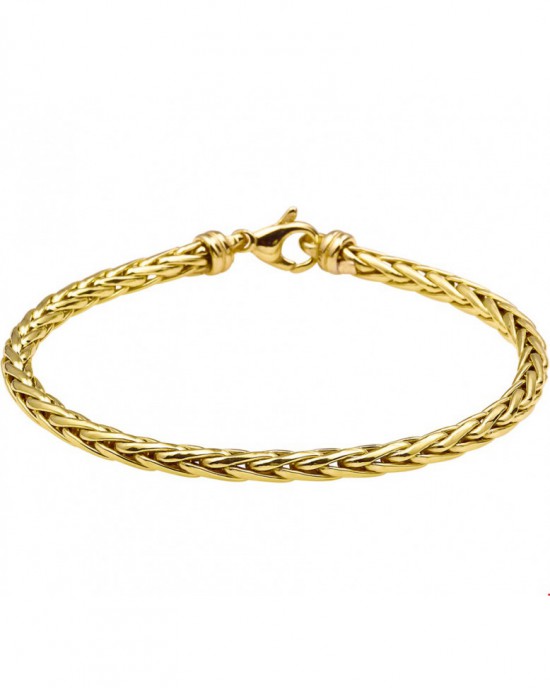 Zilgold armband vossestaart schakel, 14 krt geelgoud met een kern van zilver, lengte is 19 cm en ca 4 mm in doorsnede, voorzien van een karabijnhaak - 303145