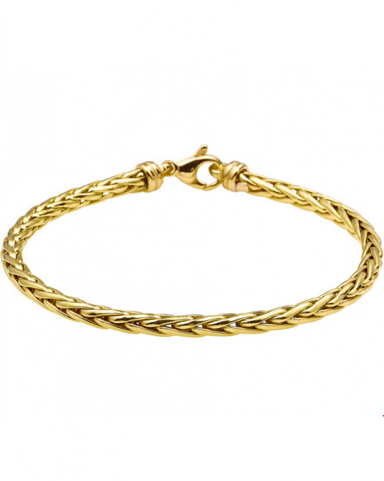 Zilgold armband vossestaart schakel, 14 krt geelgoud met een kern van zilver, lengte is 19 cm en ca 4 mm in doorsnede, voorzien van een karabijnhaak - 303145