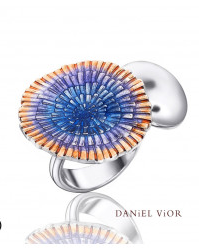 Zilveren ring Daniel Vior, model solaris,blauw/paars/oranje emaille - 204505