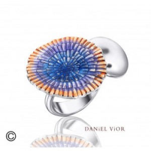 Zilveren ring Daniel Vior, model solaris,blauw/paars/oranje emaille - 204505