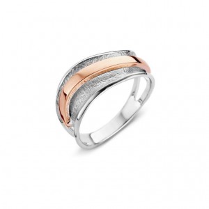 eNGi zilveren fantasie ring verfraaid met 14 krt rosé goud - 303673