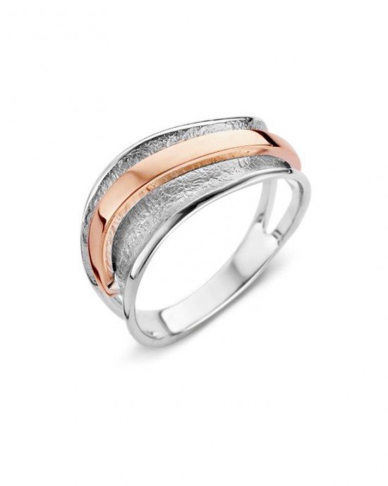 eNGi zilveren fantasie ring verfraaid met 14 krt rosé goud - 303673