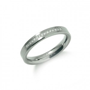 Boccia titanium ring model 0120-04 en verfraaid in een railzetting zit 15 x een diamant van 0.005 - 204695