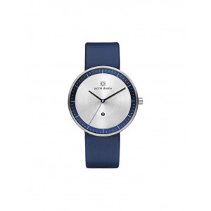 Jacob Jensen horloge model 272 Strata Blue large, stalen kast en lederen blauwe band - 303787