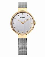 Bering damespolshorloge bi-colour met smalle milanaise band, refnr 12034-010 - 205036