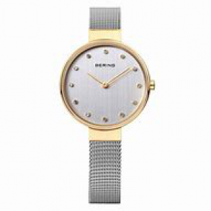 Bering damespolshorloge bi-colour met smalle milanaise band, refnr 12034-010 - 205036