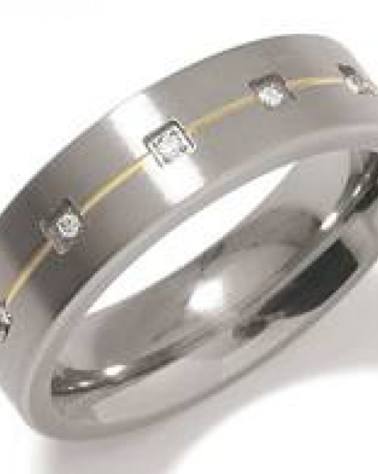 Boccia bicolor titanium ring model 0101-19 met 5x briljant tot 0,025 crt P/W - 205879