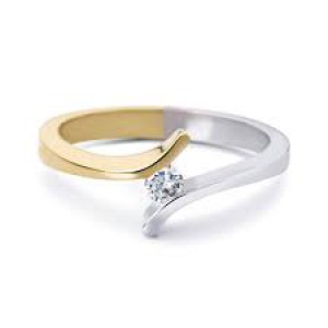 R & C ring model 39 in 14 krt bi-colour goud en voorzien van een 0,07 ct briljant geslepen diamant Si/R - 304652