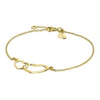 Zinzi 14 krt geelgouden fantasie armbandje, met 2 hartjes in elkaar 16-18 cm - 206301