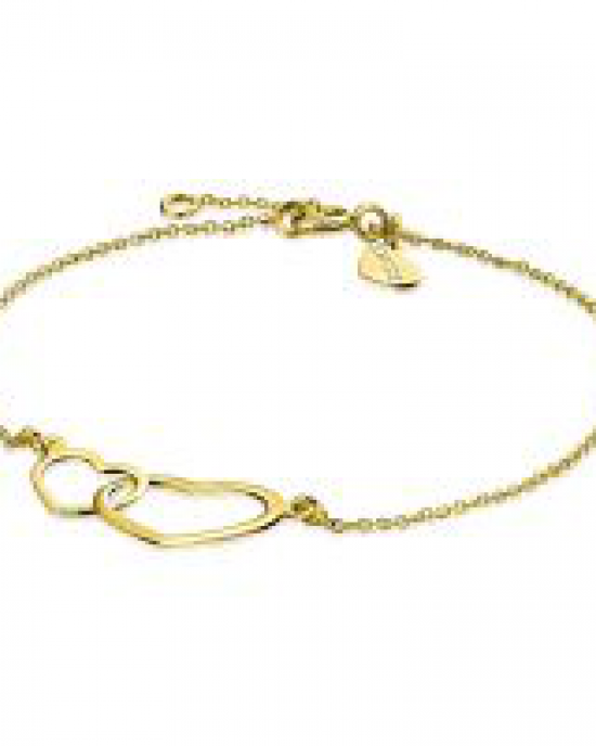 Zinzi 14 krt geelgouden armbandje, met 2 hartjes in elkaar 16-18  cm - 206301