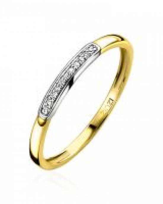 Zinzi 14 krt geelgouden aanschuifring met 11 zirkonia's  model ZGR148 - 206318