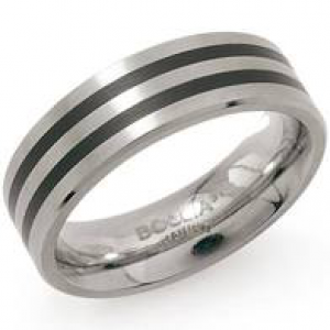 Boccia ring Titanium met 2 zwarte geemailleerde lijnen, model 0101-17 - 206590