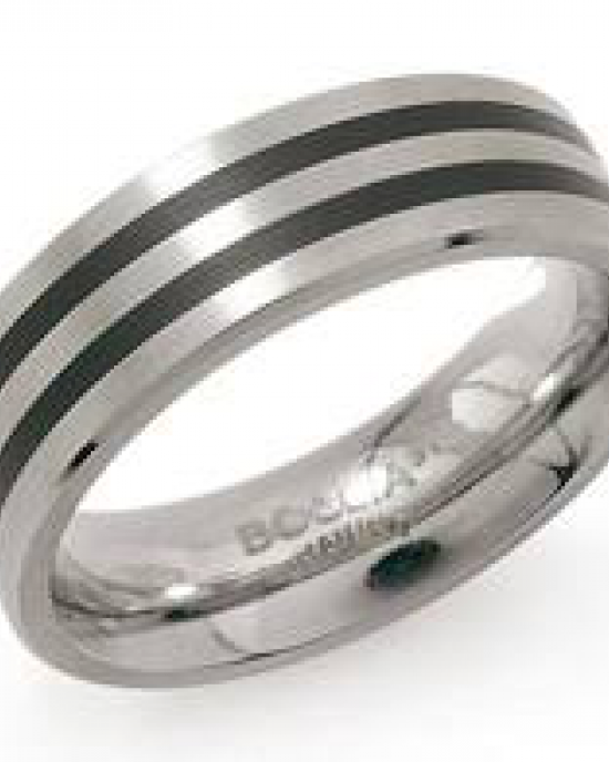 Boccia ring Titanium met 2 zwarte geemailleerde lijnen, model 0101-17 - 206590