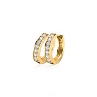 Zinzi zilveren klapcreolen geel verguld, 15 mm x 3 mm met zirkonia - 207226