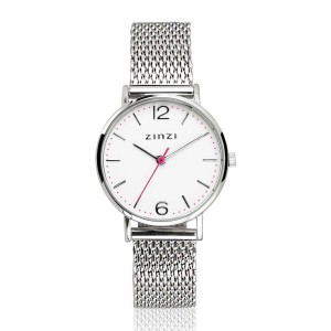 Zinzi lady horloge zilverkleurig met witte wijzerplaat - 207276