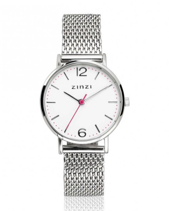 Zinzi lady horloge zilverkleurig met witte wijzerplaat - 207276