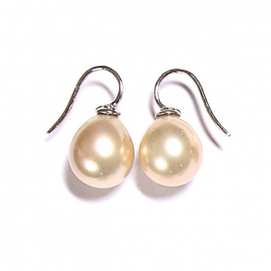 Zilveren Heide Heinzendorff oorhaakjes met roze druppelparels, kleurnr : 11 - 208260