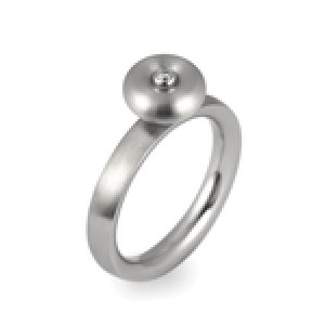 PUR classic ring 1 nr. 002 staal met 0,02 crt briljant, ringmaat 53, geen verwisselbare scheen - 208147