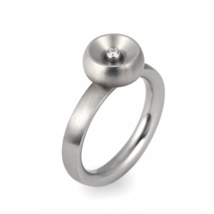 PUR classic ring 1 nr. 004 staal met 0,02 crt briljant, maat 54, geen verwisselbare scheen - 208146