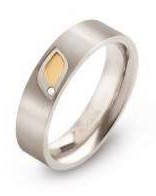 Boccia fantasie bicolor titanium ring met bladmotief en 0.005 crt. diamant - 208319