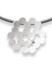 bastian Zilveren hanger , gematteerd, 0.02 crt.diamant, bloem - 208335