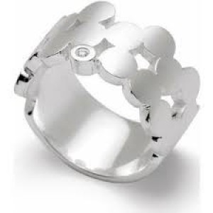 Zilver gerhodineerde bastian ring met matte rondjes en een echte diamant - 208427