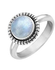 Zilveren fantasie Rabinovich ring " Lagoon " geoxydeerd en verfraaid met een cabochon geslepen maansteen - 208433