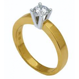 14 krt bicolor gouden Eclat solitairring R20 voorzien van een 0.07 ct briljant geslepen diamant VVS/TW - 209473