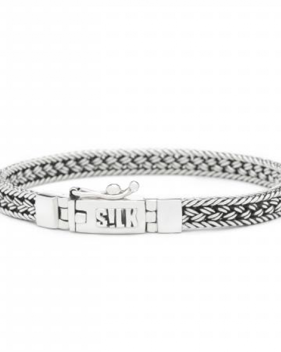 Silk armband, geoxydeerd zilver met insteekveerslot en veiligheidsachtje - 209345