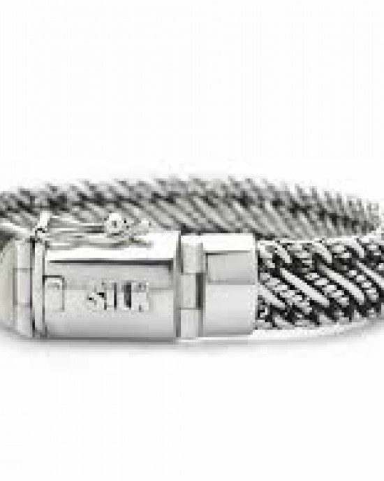 silk armband, geoxydeerd zilver met insteekveer en veiligheidsachtje, model 734 op 21 cm lengte - 209353