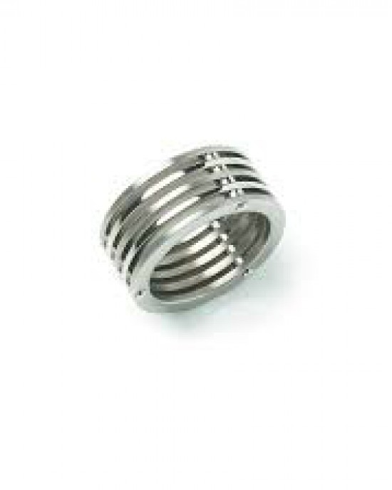Boccia fantasie titanium ring model 0125-01, 5 schijven mat-poli - 209383