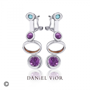 Zilveren oorsieraden Daniel Vior, model Mava, amethist en topaas - 209403