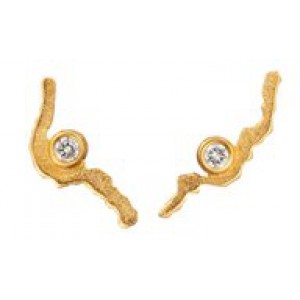 14 krt geelgouden Lapponia briljant oorstekers " Moonlit Eve " ontworpen door Taru Harmaala Chaloff, oorstekers elk voorzien van  0.06 ct briljant - 209318