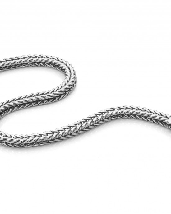 zilveren fantasieschakel armband gerhodineerd, vierkante vossenstaart - 209302