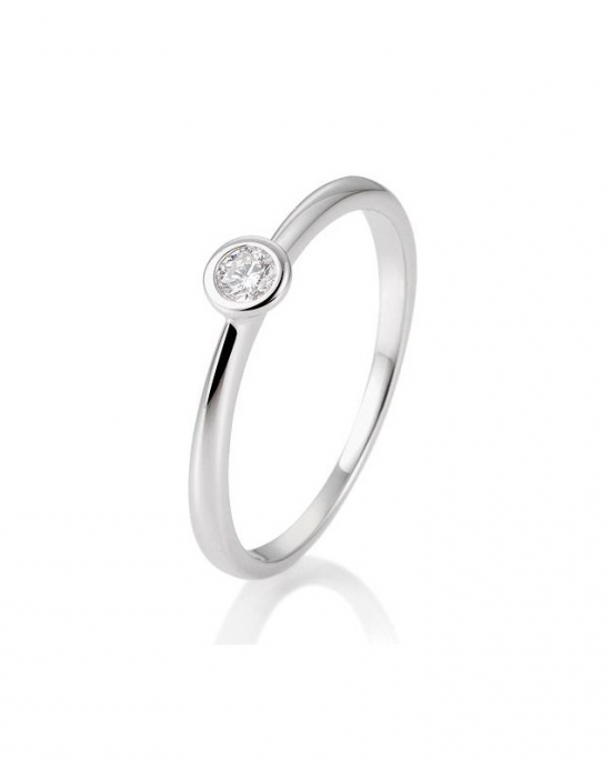 een 600/000 Platina aanzoekring, fantasie solitair ring met een 0.10 ct briljant geslepen diamant Si/W gezet in een gladde zetkast - 208649