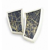 Gill Galloway oorstekers met geoxydeerd fijnzilver 999/000 en geelgouden zilveren lijnenspel - 208661