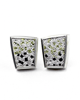 Gill Galloway oorstekers met geoxydeerd fijnzilver 999/000 en geelgouden zilveren lijnenspel - 208661