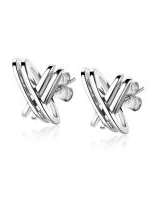 zilveren Zinzi oorsieraden gerhodineerd ontworpen door Mart Visser, Gekruiste Banden, model MVO12 - 208671