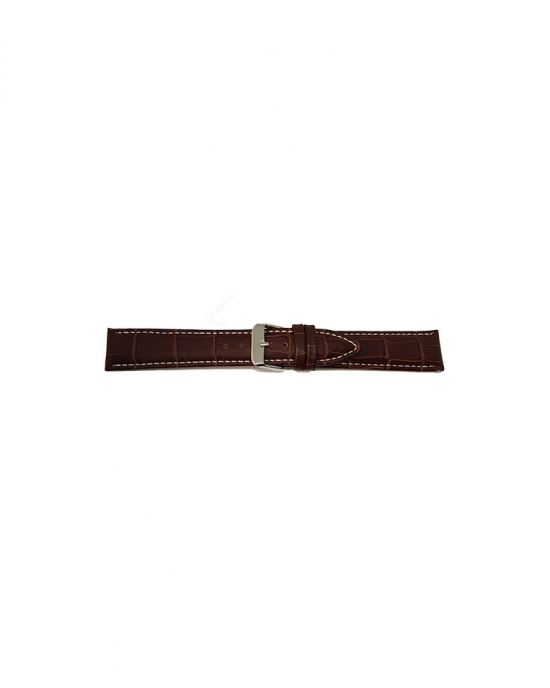Alligator print calf leather strap, mat. With strong case and buckle connection, stitched loop and stainless steel buckle. This strap has soft leather lining and is super flexible. White stitching - 208700