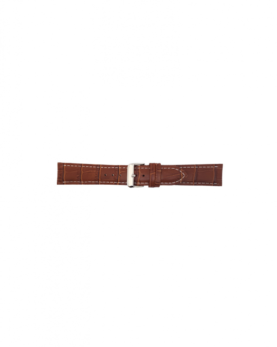 Alligator print calf leather strap, mat. With strong case and buckle connection, stitched loop and stainless steel buckle. This strap has soft leather lining and is super flexible. White stitching - 208731