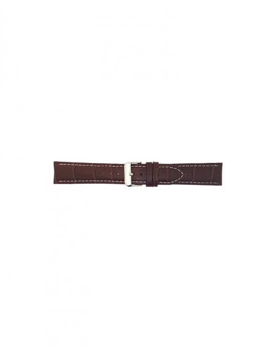 Alligator print calf leather strap, mat. With strong case and buckle connection, stitched loop and stainless steel buckle. This strap has soft leather lining and is super flexible. White stitching - 208773