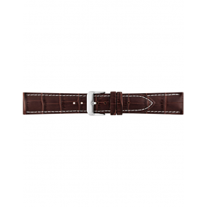 Alligator print calf leather strap, mat. With strong case and buckle connection, stitched loop and stainless steel buckle. This strap has soft leather lining and is super flexible. White stitching - 208773
