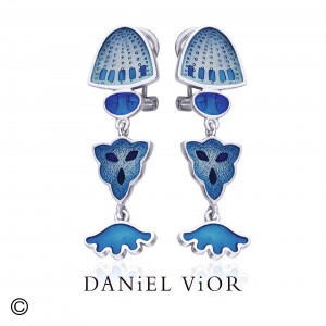 Daniel Vior zilveren oorsieraden DIATOMEAS met blauw emaille - 208857