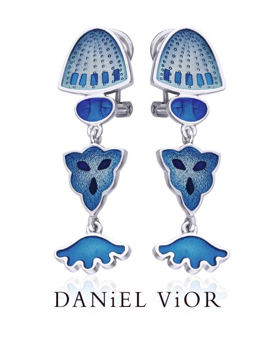 Daniel Vior zilveren oorsieraden DIATOMEAS met blauw emaille - 208857