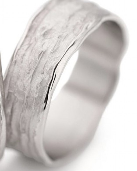 Ines Bouwen 14 karaats handgemaakte witgouden voorbeeld ring Model 28-2, ca 7,8 mm breed - 213170