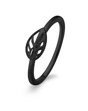 SPIRIT ICONS, ring zilver geoxydeerd, Leaf - 210139