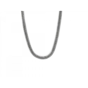 silk collier, geoxydeerd zilver met insteekveer en veiligheidsachtje. Ca. 8 mm breed op 50 cm lengte. Modelnummer is 236 - 210162