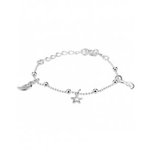 zilveren gerhodineerde kinderbedelarmband met diverse bedeltjes,13 + 3 cm - 213053