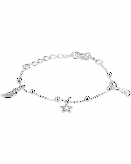 zilveren gerhodineerde kinderbedelarmband met diverse bedeltjes,13 + 3 cm - 213053