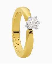 14 krt bicolor gouden Reuma Solitairring voorzien van een 0.10 ct briljant geslepen diamant TW/VS - 210246